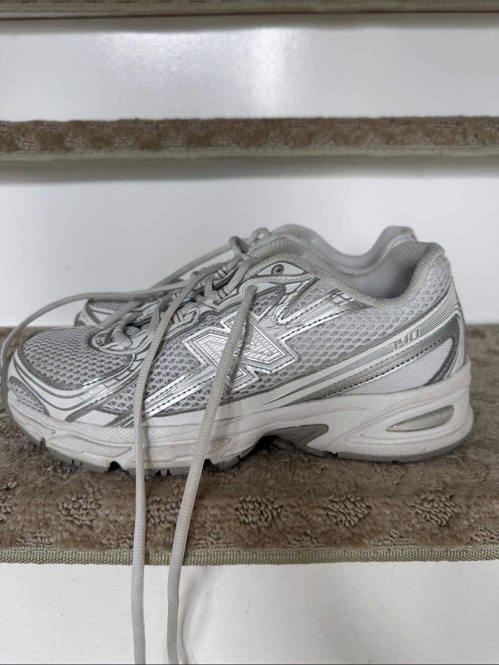 New Balance White and Light Gray Women’s Athletic Running Sneakers